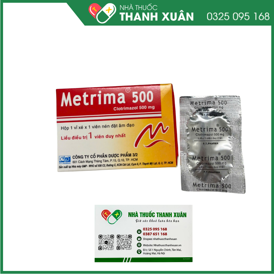 Viên đặt âm đạo Metrima 500 điều trị nấm Candida